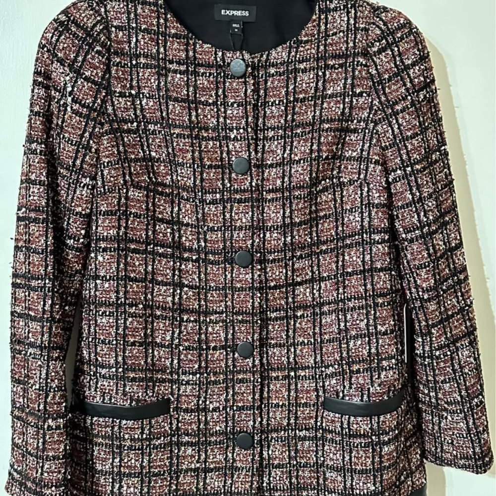 Express Tweed jacket with leather trim